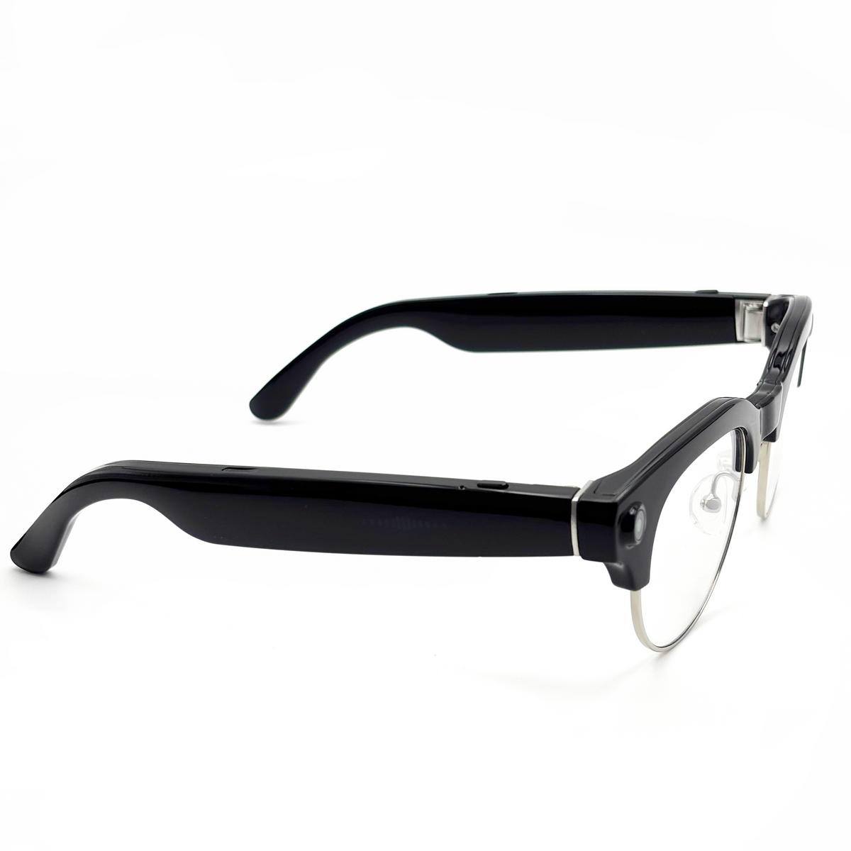 POJETIX P02 AI Smart Glasses – Side Profile View Showing Temple Arm Design and Speaker Detail
